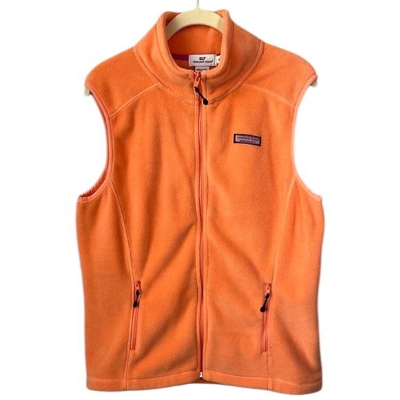 Vineyard Vines Orange Fleece Vest Size M - Picture 1 of 6